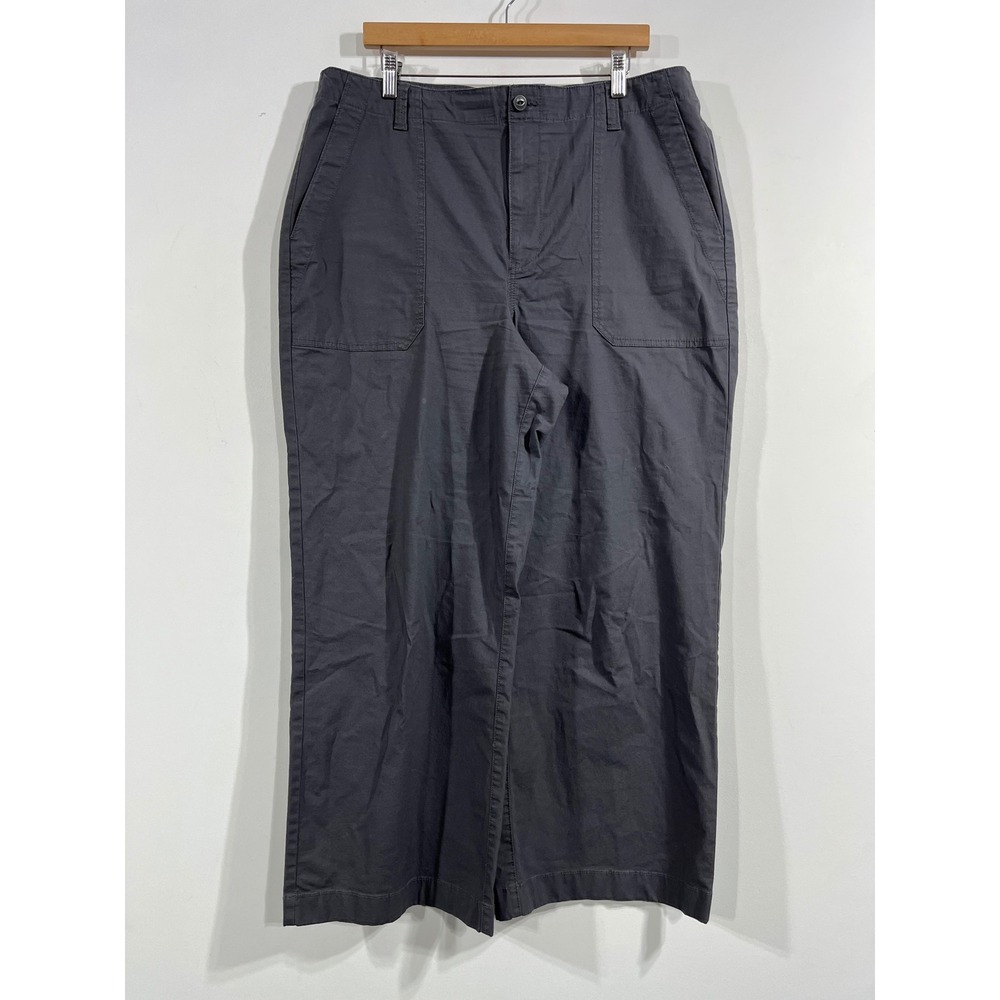 LL Bean Wide Leg Canvas Gorpcore Granola Outdoors Pants Gray Utility Womens 18